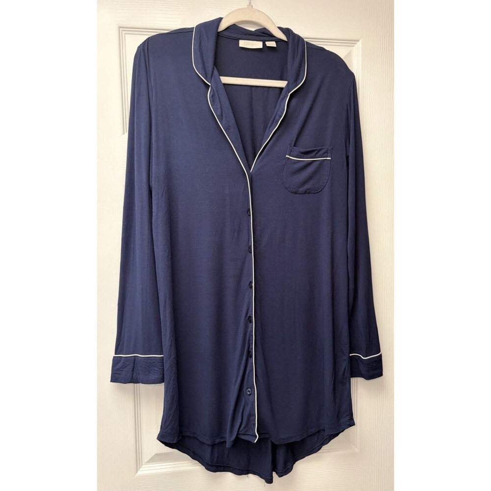 Nordstrom Lingerie Eco Nightshirt Sleepshirt button front S 100% modal Soft